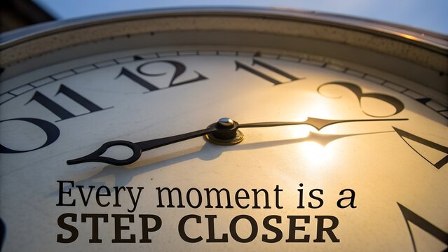 Close-up of Clock Face with Inspirational Message About Time