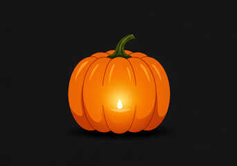 Animated pumpkin with illuminated candle on black background