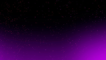 Sparkling purple particles drift across a deep black and vibrant gradient night sky