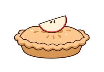 Cartoon illustration of an apple pie on white background