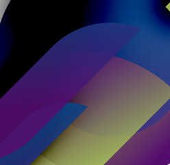 Fototapeta premium Abstract gradients blend, creating flowing shapes. Purple, blue, yellow hues dominate composition. Minimalist design evokes calm feeling.