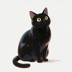 Cute Black Cat Illustration for Halloween Magic
