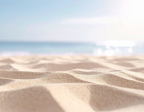 Generated image, Praia com areia clara e fina, textura natural vis&iacute;vel, ilumina&ccedil;&atilde;o suave do sol, sem conchas ou pedras, atmosfera tranquila, estilo fotogr&aacute;fico realista, close-up mostrando detalhes da
