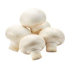 White Button Mushrooms isolated on white or transparent background. PNG