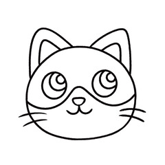 Cute halloween cat face line icon isolated on transparent background