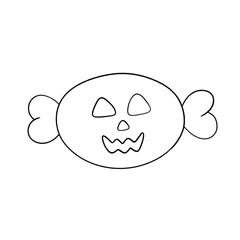 Halloween pumpkin face candy line icon isolated on transparent background