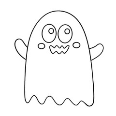 Cute cartoon ghost line icon isolated on transparent background