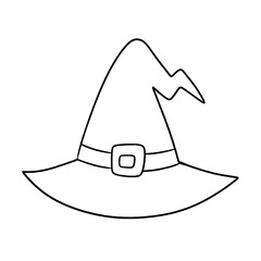 witch hat line icon isolated on transparent background