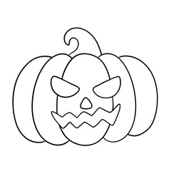 jack o lantern pumpkin line icon isolated on transparent background