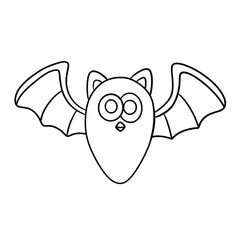 cartoon bat line icon isolated on transparent background