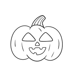jack o lantern pumpkin line icon isolated on transparent background
