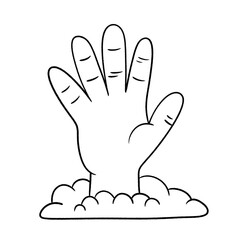 Obraz premium Zombie hand rising from ground line icon isolated on transparent background