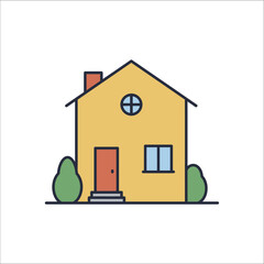 Clean and simple minimalist house outline vector icon representing modern home design, architecture, and logo.