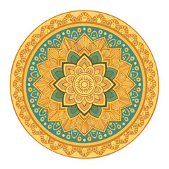 Ornate gold coin with a beautiful mandala pattern, a detailed illustration for spiritual and artistic projects.