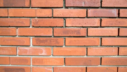 Obraz premium A close-up view of a brick wall, displaying evenly spaced, rectangular bricks in a rich terracotta color, with light gray mortar lines separating them.