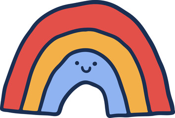 Doodle Rainbow Smiling Happy Weather Illustration