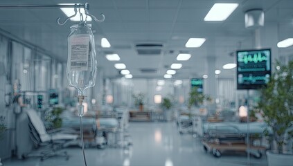 Hospital ward interior, iv drip hanging