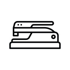 Blackoutlined stapler icon side view features handle lever and base. Editable stroke. Vector illustration