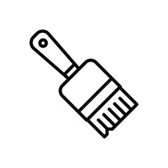 Line art of a paintbrush with handle and bristles. Editable stroke. Vector illustration