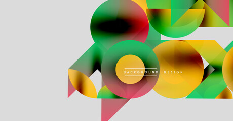 Obraz premium Abstract geometric shapes overlap, creating vibrant color gradients. Modern design elements suggest dynamic visual composition.