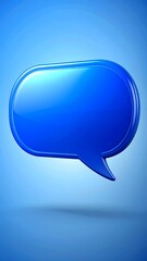 Glossy blue speech bubble on blue