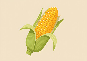 Obraz premium Illustration of a fresh ear of corn isolated on neutral background