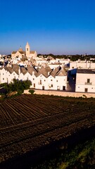Fototapeta premium Aerial View of Italian Village and Farmland