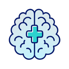 Mental Health Icon with Brain and Plus Symbol Graphic
