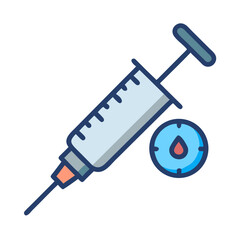 Vaccination concept illustration of a medical syringe and blood drop