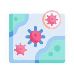 Stylized map showing spread of a viral infection