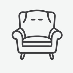 Luxurious Leather Armchair Icon in Minimalist Line Art Design