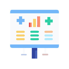 Obraz premium Modern presentation board with data and medical icons display