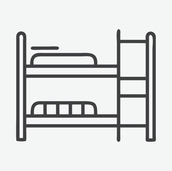 Modern Loft Bunk Bed Icon in Sleek Line Art Design