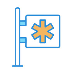 Fototapeta premium Emergency medical service sign with symbol isolated on black