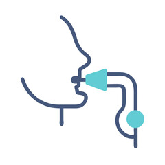 Medical breathing device attached to person graphic illustration.