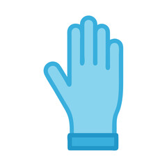 Light blue gloved hand in flat vector style illustration