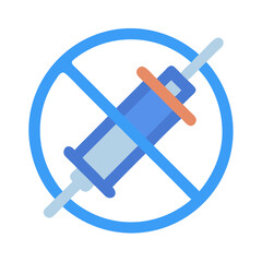 No vaccination sign. Injection symbol with forbidden circle icon.