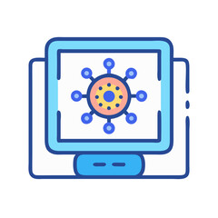 Computer displaying abstract viral pattern in flat design style