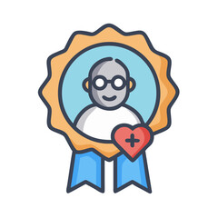 Icon of a bald man with eyeglasses in badge