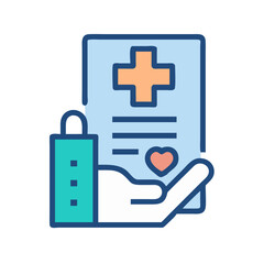 Healthcare and insurance policy in hand vector illustration