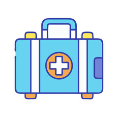 Fototapeta premium Stylized first aid kit on black background for emergencies