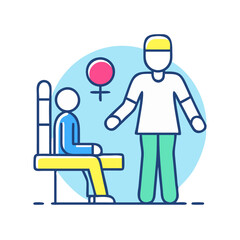 Medical consultation illustration featuring diverse gender representation icons