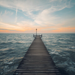 wooden pier at sunset