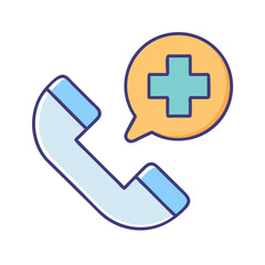 Healthcare support icon: Phone call with medical assistance symbol