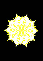 Yellow Mandala Petal Pattern
Symmetrical yellow and white petal-like mandala pattern. Ideal for print and background design.
