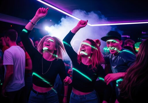 Young People Dancing and Having Fun at a Nightclub