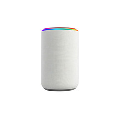 Smart Speaker with Rainbow Light Ring, White Fabric Cover
