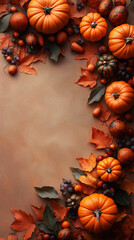 Autumn pumpkins leaves background fall thanksgiving harvest backdrop