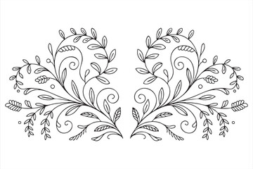 Elegant Floral Border with Swirling Vines and Leaves for Design