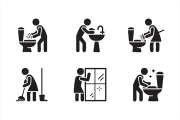 Domestic Cleaning and Household Maintenance Icons for Digital Use